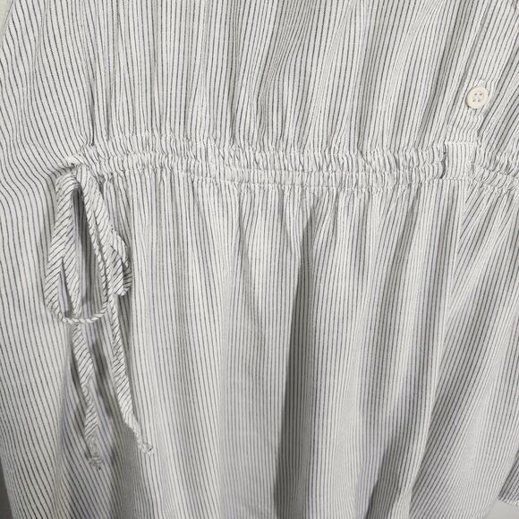 Lane Bryant Women Blouse Size 22/24 White Striped Illusion Collection Button Tie - Picture 7 of 10
